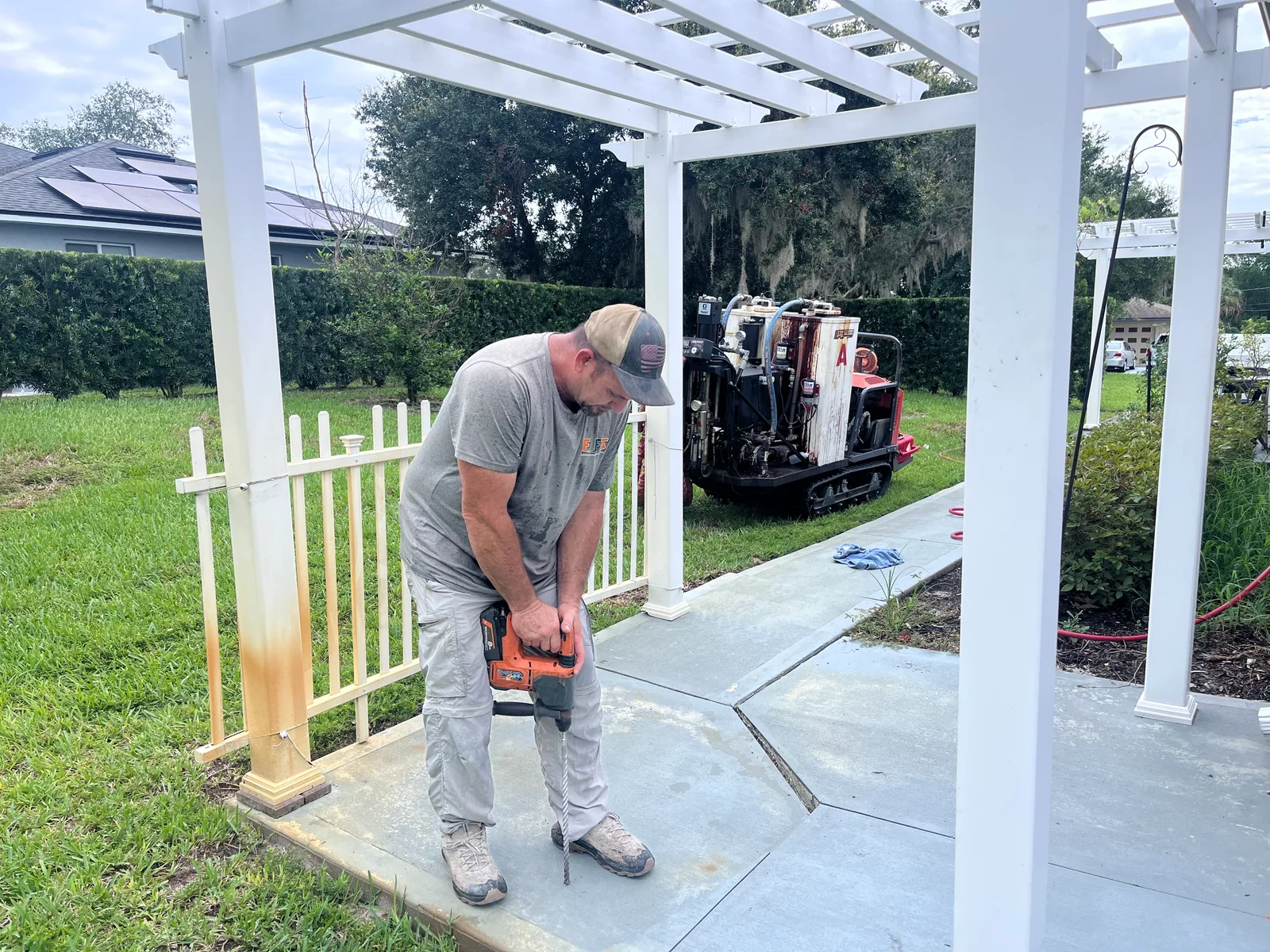 Polyurethane concrete lifting preparation in Central Florida