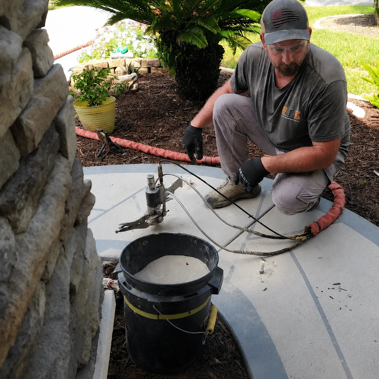Polyurethane concrete lifting performed by Environmental Foam Solutions