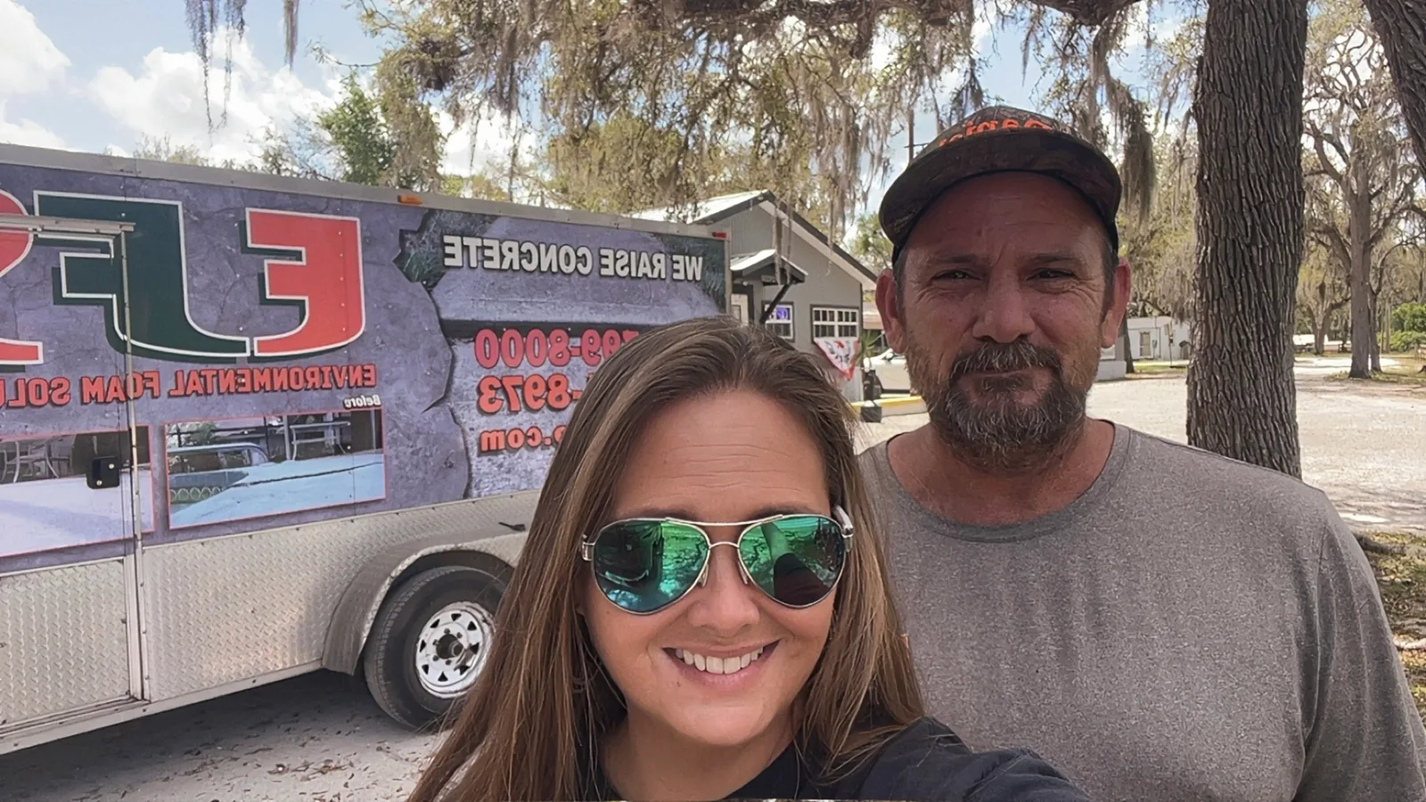 Environmental Foam Solutions owners Shawn and Jessica with their concrete lifting equipment in Central Florida