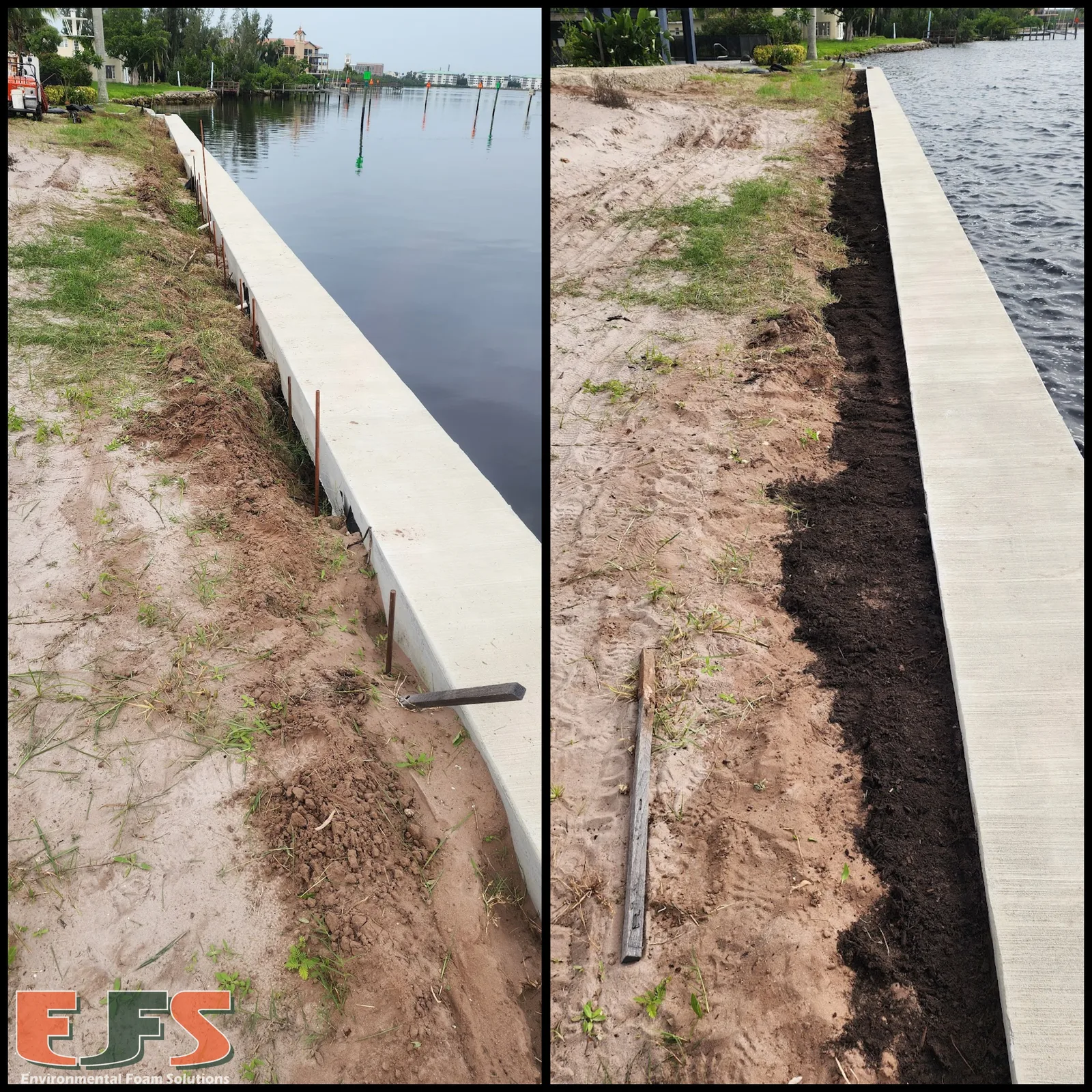 Seawall-area soil stabilization project in Port Charlotte FL