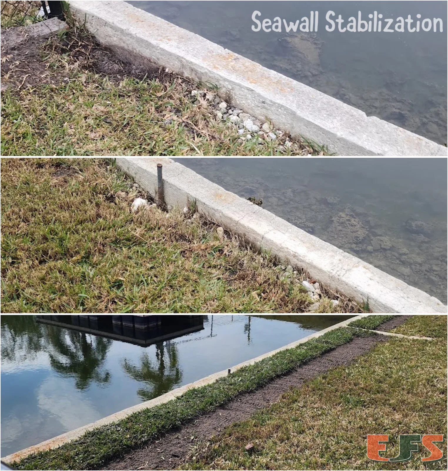 Polyurethane seawall stabilization and soil repair in Port Charlotte Florida