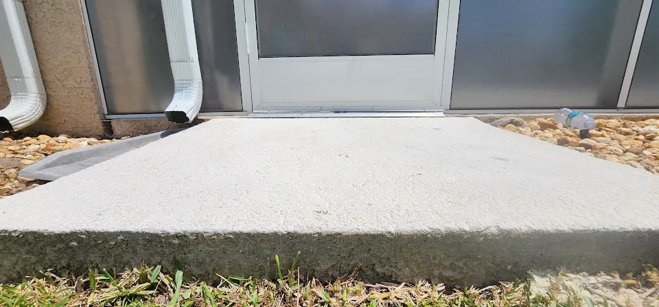 Settled pool deck sections before and after polyurethane concrete leveling in Zephyrhills, Florida — after